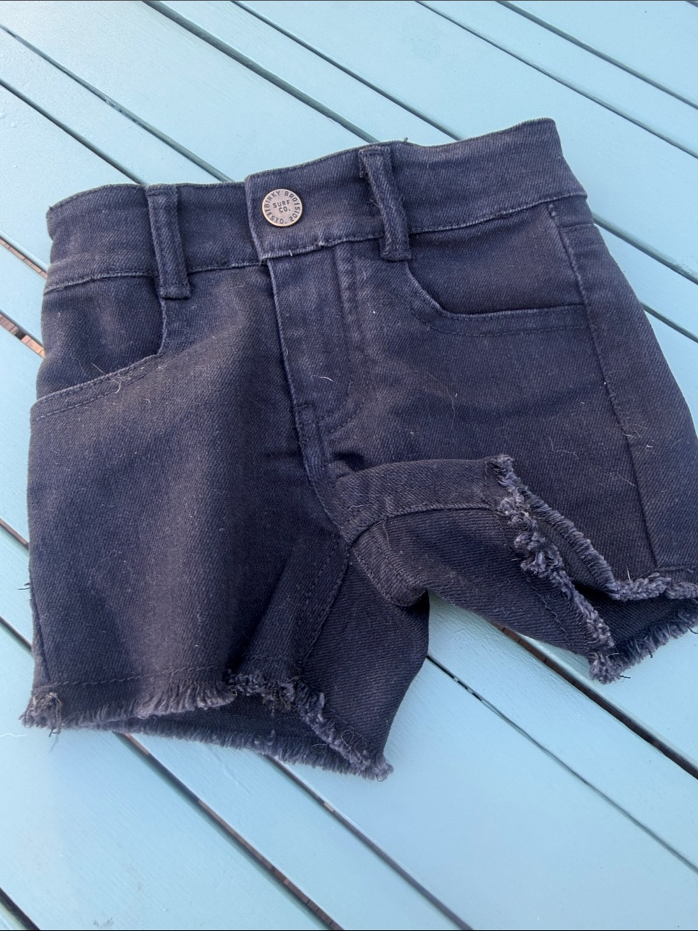 Binkybro Black Frayed Hem baby Denim Shorts | 6-12mnts